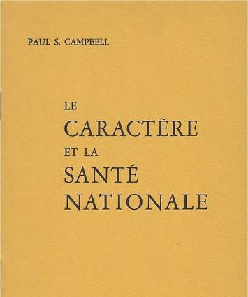 Paul Campbell, Le Caractère et la santé nationale, couverture