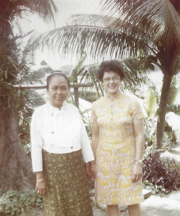 Jill Robbins and Madame Aung Sang, Rangoon, 1969