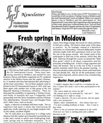 Foundations for Freedom Newsletter cover, October 1998