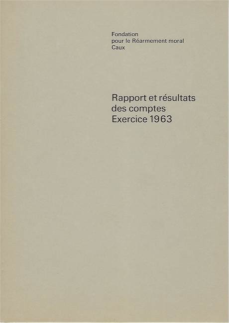 Rapport Annuel de la Fondation pour le Réarmement moral 1963, cover