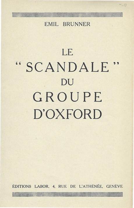 'Le "scandale" du Groupe d'Oxford', par Emil Brunner, couverture