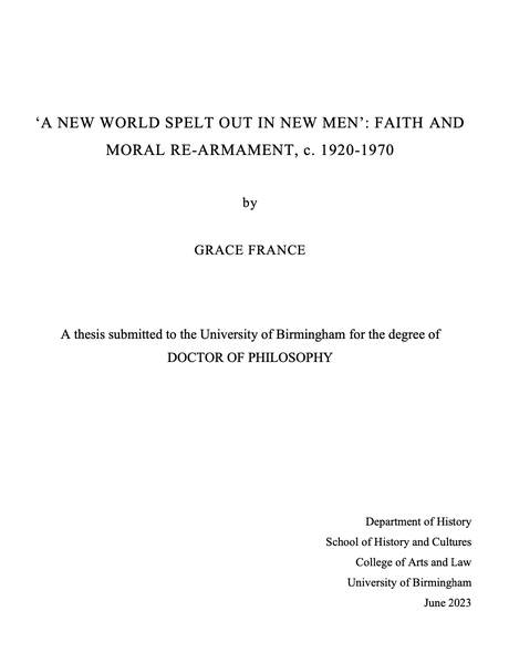 Cover of Grace France Thesis