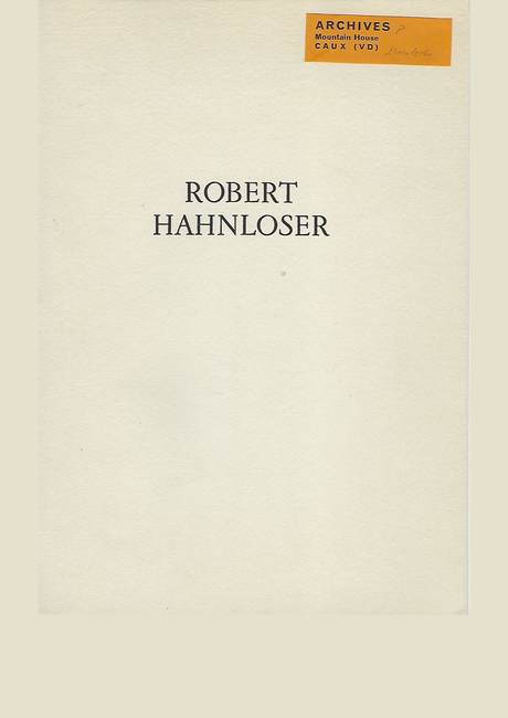 Robert Hahnloser, booklet cover