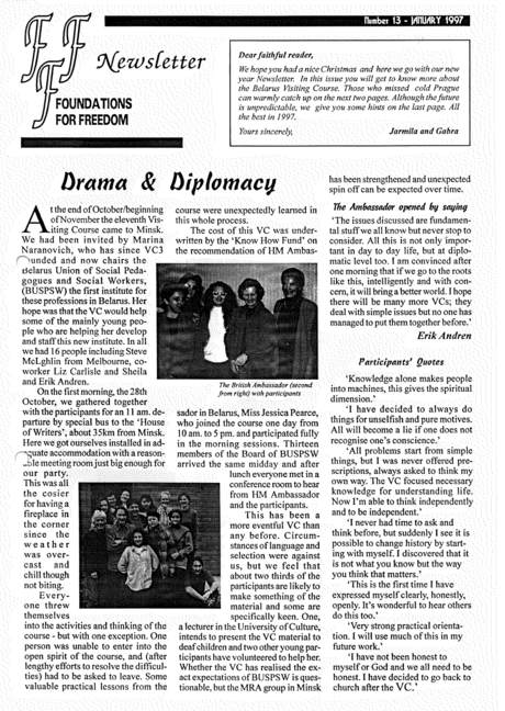 Foundations for Freedom Newsletter cover, January 1997